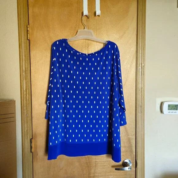 Jaclyn Smith Collection 3x Blue White Blouse - Picture 5 of 5